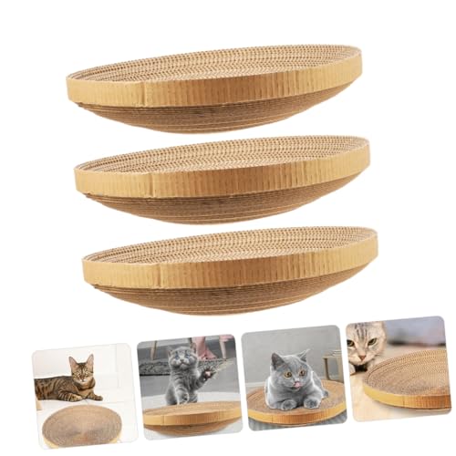 GANAZONO 3pcs Replaceable Cat Scratcher Core Corrugated Paper Floor Cat Scratching Pad for Indoor Kittens Room Accessory