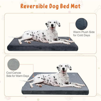 EMPSIGN Stylish Dog Bed Mat Dog Crate Pad Mattress Reversible (Cool & Warm), Water Proof Linings, Removable Machine Washable Cover, Firm Support Pet Crate Bed for Small to XX-Large Dogs, Grey - size: XXL(47"*29"*3")