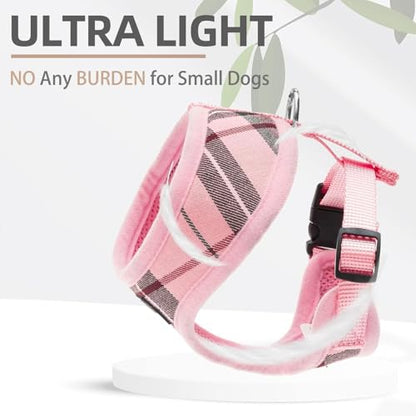 PUPTECK Soft Mesh Dog Harness and Leash Set Pet Puppy Cat Comfort Padded Vest No Pull Harnesses, Light Pink, XS - color: Light pink, size: XS (NECK: 10", CHEST: 10"-14")