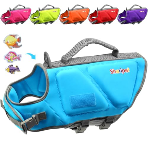 Dog Life Jacket, Good Visibility Dog Life Vest for Swimming with Reflective Stripes and Rescue Handle, Pet Flotation Vest Suit for Small Medium and Large Dogs, Medium - color: Blue, size: Medium