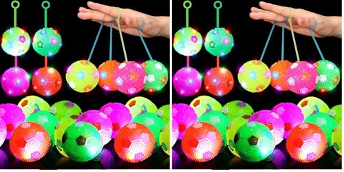 16 Pieces LED Light up Ball Spiky Bouncy Soccer Ball Multicolor Stress Relief Flashing Glow in The Dark for Party Favors Gifts School Rewards Classroom Prizes Adults, Teens and Children (Pack of 2) - size: Small (Pack of 2)