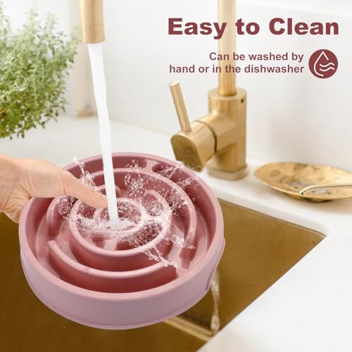 Slow Feeder Dog Bowls, Puzzle Dog Bowl with Anti-Slip, Slow Feeder & Non-Slip Design, Boredom and Anxiety Reducer, Suitable for All Breed Dogs and Cat - color: Pink