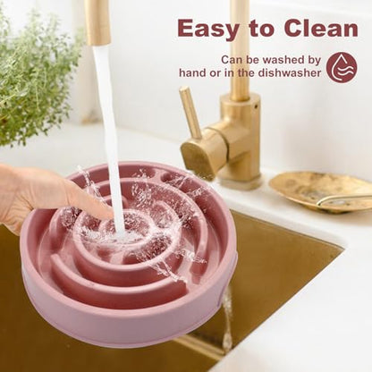 Slow Feeder Dog Bowls, Puzzle Dog Bowl with Anti-Slip, Slow Feeder & Non-Slip Design, Boredom and Anxiety Reducer, Suitable for All Breed Dogs and Cat - color: Pink
