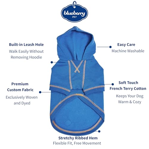 Blueberry Pet Hoodie – 14″ Soft Cotton-Blend Winter Sweatshirt, Alaskan Blue, Award-Winning Small-Dog Jersey - color: Dog Hoodie - Alaskan Blue, size: 14 inch (Pack of 1)