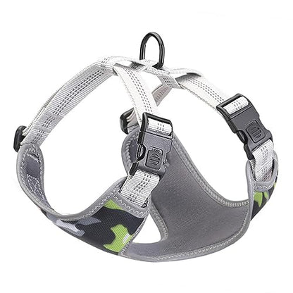 Adjustable Reflective Dog Harness Vest for No Pull Comfort Breathable Pet Chest Straps for Enhanced Visibility at Night Fit for Breeds Green