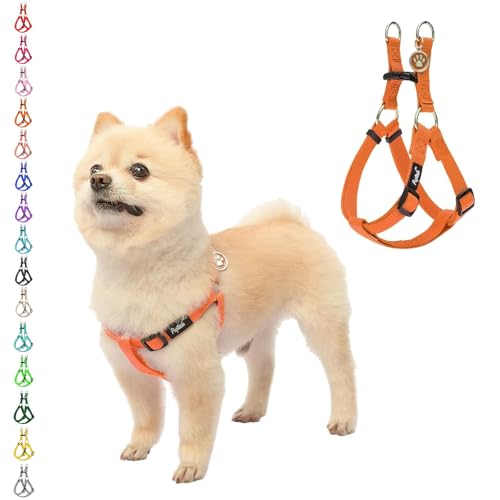 PUPTECK No Pull Dog Harness Soft Adjustable Basic Nylon Step in Puppy Vest Outdoor Walking with ID Tag X-Small Orange - color: Orange, size: X-Small