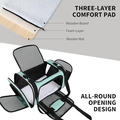 Cat Dog Carriers Soft-Sided, Pet Travel Carrier for Small Cats Dogs Under to15lbs, Soft-Solid Collapsible Carrier,(Medium,Green) - color: green, size: 17.0"L x 11.0"W x 11.0"H