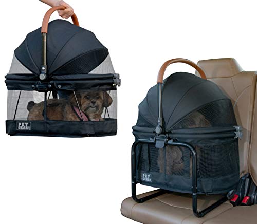 Pet Gear No-Zip View 360 Pet Carrier & Car Seat with Booster Seat Frame for Small Dogs & Cats, Mesh Ventilation, Push Button Entry, No Tools Required, Dark Charcoal - color: Dark Charcoal