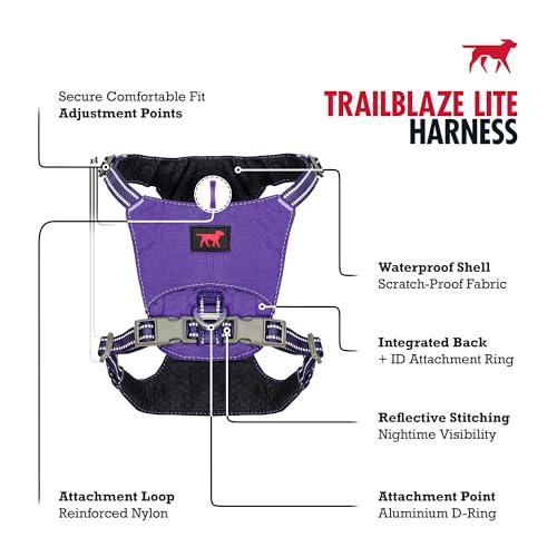Tuff Pupper All-Day Wear Dog Harness | for Walking, Trail Running, Hiking | Front & Back Leash Clips | Reflective Trim | Easy On/Off Buckles | Lightweight Breathable | No Pull Design (XS, Purple) - color: Deep Purple, size: X-Small