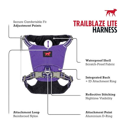 Tuff Pupper All-Day Wear Dog Harness | for Walking, Trail Running, Hiking | Front & Back Leash Clips | Reflective Trim | Easy On/Off Buckles | Lightweight Breathable | No Pull Design (XS, Purple) - color: Deep Purple, size: X-Small