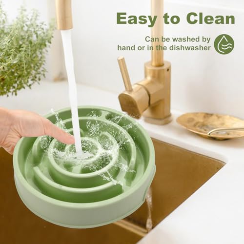 Slow Feeder Dog Bowls,Puzzle Dog Bowl with Anti-Slip, Slow Feeder & Non-Slip Design, Boredom and Anxiety Reducer, Suitable for All Breed Dogs and Cat - color: Green