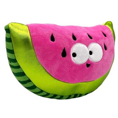 Huxley & Kent Funny Dog Toy w/Squeaker – Power Plush Squeaky Dog Toys for Small, Medium & Large Dogs – Soft Stuffed Animal for Indoor Play & Fetch - Fetchies® Walter Melon, Small - size: Small, style: Walter Melon