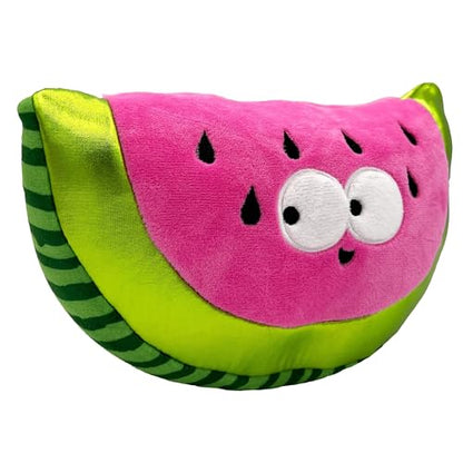 Huxley & Kent Funny Dog Toy w/Squeaker – Power Plush Squeaky Dog Toys for Small, Medium & Large Dogs – Soft Stuffed Animal for Indoor Play & Fetch - Fetchies® Walter Melon, Small - size: Small, style: Walter Melon