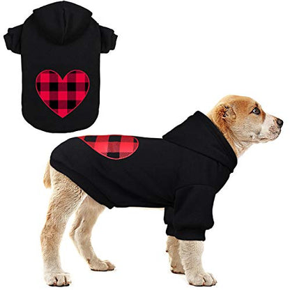 Dog Hoodie Dog Sweaters for Medium Dogs Pet Clothes Black Buffalo Plaid Warm and Soft Breathable Cozy(M) - color: Heart, size: Medium