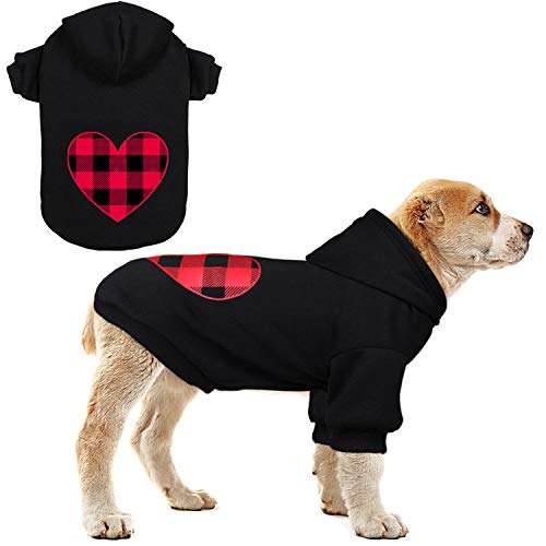 Dog Hoodie Dog Sweaters for Medium Dogs Pet Clothes Black Buffalo Plaid Warm and Soft Breathable Cozy(M) - color: Heart, size: Medium