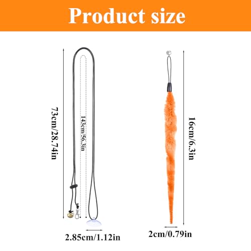 10Pcs Cat Worm Toy for Cat, Interactive Cats Wand Attachments Replacements Worm Teaser with Bell and 1 Black String, Indoor Cats Kitten Catch Toy Accessories for Pet Fishing Pole Toys