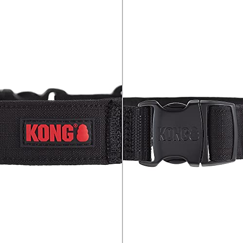 KONG Ultra Durable Padded Comfort Handle Dog Collar (Medium, Black)