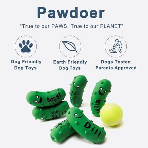 Squeaky Dog Toys, Soft Latex Rubber Squeaky Ball for Small Dogs Puppies, Cute Bounce Squeak Crunchy Pickle Pet Dog Toy - color: Crunchy Pickle - 3 Pack, size: Small