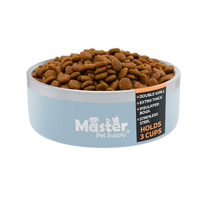 Master Pet Supply Stainless Steel Dog Bowls - 25 oz, Heavy Duty - Glacier Blue, Double Wall Extra-Thick Insulated, Non-Slip Pet Water Bowl for Dogs, Cats & Pets, Anti Rust Metal, Dish Washer Safe - color: Glacier Blue, size: 3 Cups (25 oz)