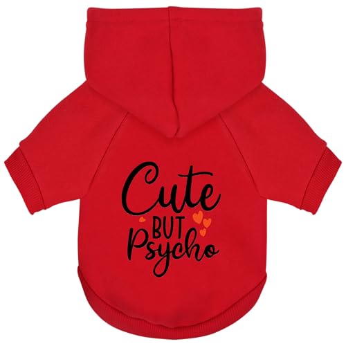 Cute but Crazy Dog Hoodie - Warm and Soft Dog Sweatshirt with Leash Hole, Fun Slogan Print, Cozy Winter Coat for Small Medium Dogs and Cats, Perfect for Cold Weather and Daily Walks.Red 3XL - color: Red, size: XXX-Large