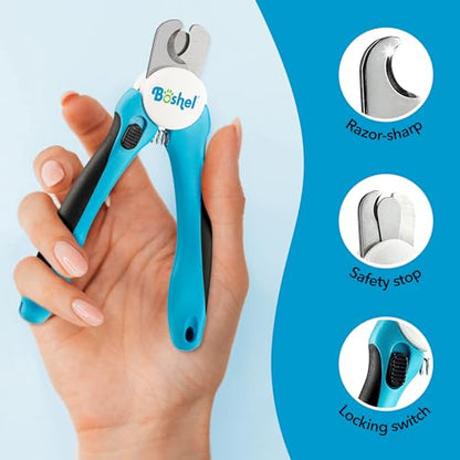Boshel Dog and Cat Nail Clipper with Safety Guard, Razor-Sharp Toenail Cutter with Nail File, Ideal for Smaller Pets - size: Medium/Small
