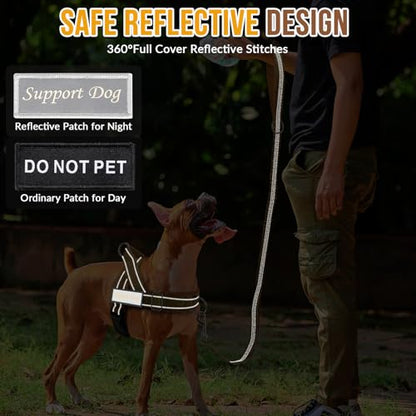 Lukovee No Pull Dog Harness and Leash Set - Heavy Duty Dog Vest with Soft Velvet Padding for Medium Large Dogs, Adjustable Reflective Tactical Harness with 2 Control Handles & Front Clip (M, Yellow) - color: Brown, size: Medium