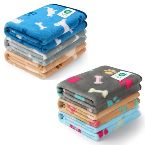 Luciphia 1 Pack 3 Blankets Fluffy Premium Fleece Pet Blanket Flannel Paw Printed Throw for Dog Cat