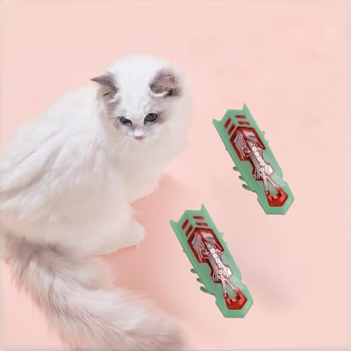 Cat Interactive Toy Educational Cat Teaser Toy 2PCS Electronic Beetle Interactive Set for Indoor Cats Kitten Chase Exercise Battery Operated - color: 2p Green