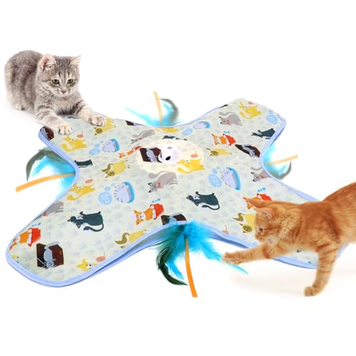 DFQ Interactive Cat Toy for Indoor Cats, Rechargeable Touch-Activated Moving Feather Wand with Concealed Motion, Play Toy for Kittens and Adult Cats (Yellow) - color: Yellow