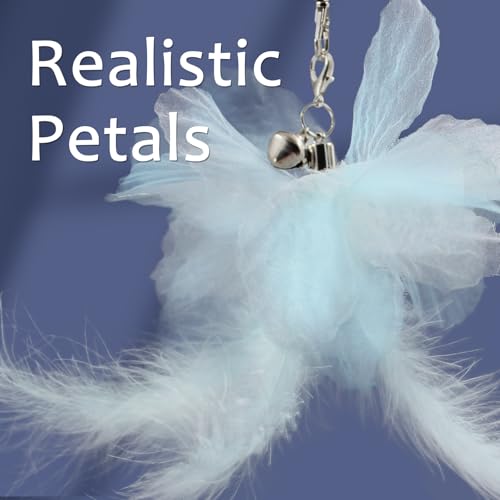 Cat Wand Toys for Indoor Cats - Cat Toy Set with Retractable Teaser Wand and 6 PCS Fairy Feather Toy Refills, Dragonfly Tassel Plush Cat Toys Interactive, Blue - color: Blue
