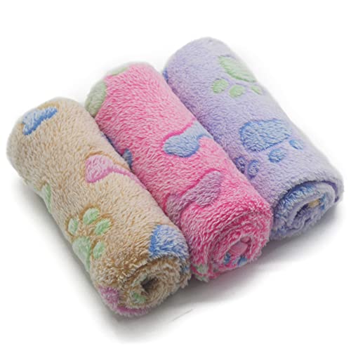1 Pack 3 Puppy Blankets Super Soft Warm Sleep Mat Bone Print Cute Blanket Fluffy Premium Fleece Pet Blanket Flannel Throw Dog Blankets for Small Dogs Puppy Cat,Small(23"x15") - color: Mix Bone Series, size: Small(23"x15")