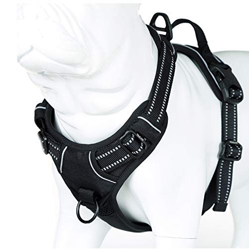JUXZH Truelove No Pull Dog Harness with Easy Control Handle and 2 Leash Attachments,Reflective Adjustable Pet Vest - color: Black, size: X-small (Pack of 1)