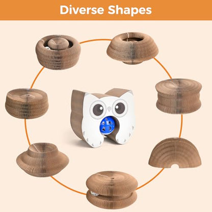 2-Pack Magic Organ Cat Scratcher, Cardboard Kitty Cat Toy with Interactive Ball Track, Foldable Cat Toy Cardboard Ring for Indoor Multi-Cat Homes, Fun Intelligence Exercise & Furniture Protection