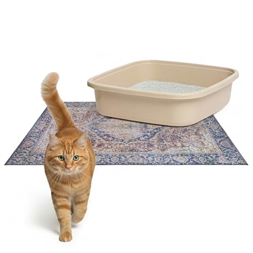 Lovewag Pets Cat Litter Box Mats 2 Pack - Small 16x24 Machine Washable, Easy Clean, Non-Slip, Waterproof Mats for Indoor Cats-Kitty Litter Mess Control & Pet Urine Floor Protection (Rustic Terracotta) - color: Rustic Terracotta, size: 16x24 inches (Pack o