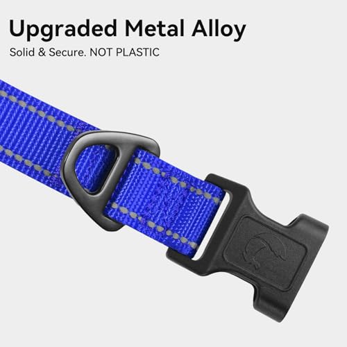 Joytale Reflective Dog Collar, Soft Neoprene Padded, Metal D-Ring, Nylon Pet Collar Adjustable for Puppy and Small Dogs, Navy Blue, XS - color: Navy Blue, size: X-Small (Pack of 1)