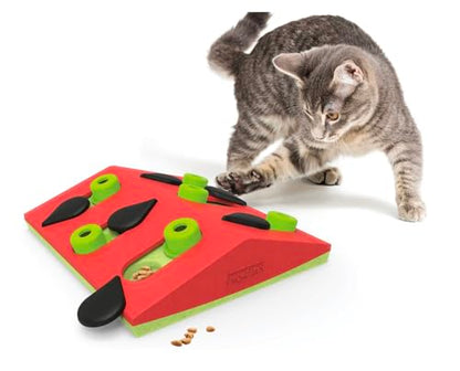 Interactive Dog and Cat Games Treat Hiding Challenge Mental Stimulation with Rewards (10 Inch Melon Madness Cat Game) - size: 10 Inch Melon Madness Cat Game