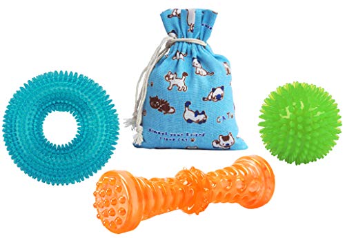 3 Pack Dog Squeaky Toys for Medium/Large Dogs Aggressive Chewers TPR Rubber Dog Chew Toys Puppy Teething Toys Resistant Storage Bag Included - size: large toys set