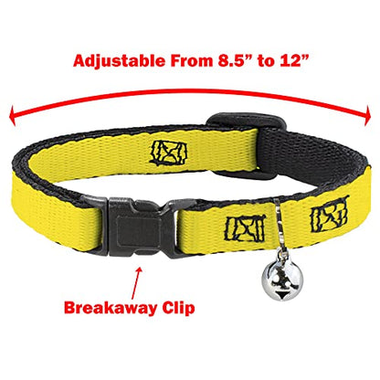 Buckle-Down Cat Collar Breakaway Batman Shield Black Yellow 8 to 12 Inches 0.5 Inch Wide, Multicolor (BAC-WBM001-NM)