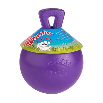 Jolly Pets Tug-n-Toss Heavy Duty Dog Toy Ball with Handle, 4.5 Inches/Small, Purple - color: Purple, size: Small (4.5 in)