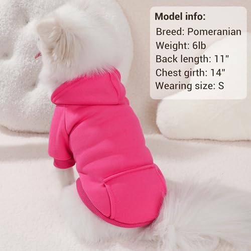 Pet Hoodie Dog Sweater for Small Dogs Girl Boy, Winter Puppy Sweatshirts with Pockets Hood, Warm Fleece Lined Dog Clothes Chihuahua Coat Clothing Puppy Cat Custume, Small - color: Rose+Pink, size: Small