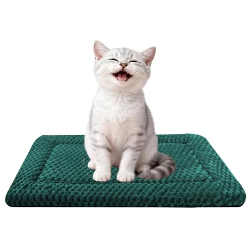 Dog Bed Mat - Dog Crate Pad - Reversible Mat for Pet Comfort - Soft Bed Crate Pads for All Seasons - Durable, Machine Washable Mat for Crates, Travel, and Home (Dark Green, 18" L*14" W*1.5" Th) - color: Dark Green, size: 18"L x 14"W x 1.5"Th