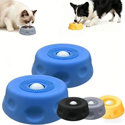 Slow Feeder Dog Lick Bowl with 3 Rolling Ball,Anti-Slip Silicone Puzzle Feeder for Liquid Treats,Bone Broth,Yogurt,Wet Food,Anxiety Relief Enrichment Lick Toy for All Dogs & Cats (Blue-2Pcs) - color: Blue-2Pcs