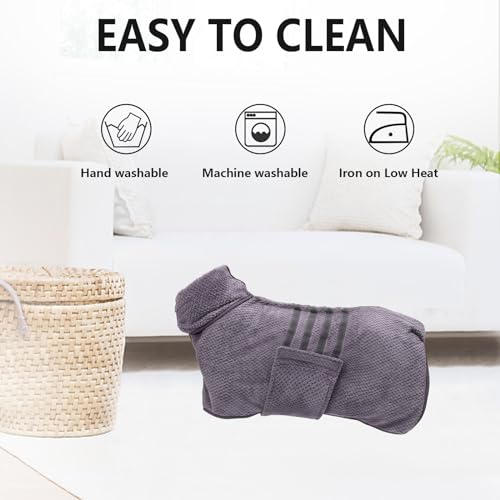 Geyecete Dog Bathrobe Towel Dog Drying Coat-Dry Fast Dog Bag-Pineapple Grid Fast Drying Super Absorbent Pet Dog Cat Bath Robe Towel-Gray-S - color: Gray(Pineapple grid), size: Small