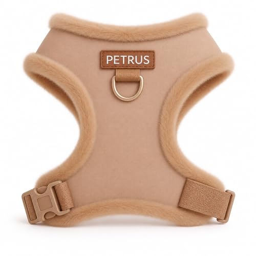 Premium No-Pull Dog Harness Soft Neoprene & Breathable Mesh Vest with Front & Back Clip D-Rings Adjustable Lightweight Walking Harness for Puppies, Small & Medium Dogs (Beige Fur Trim, XS) - color: Beige Fur Trim, size: XS: Neck 10.6-14.2'', Chest 14.2-18