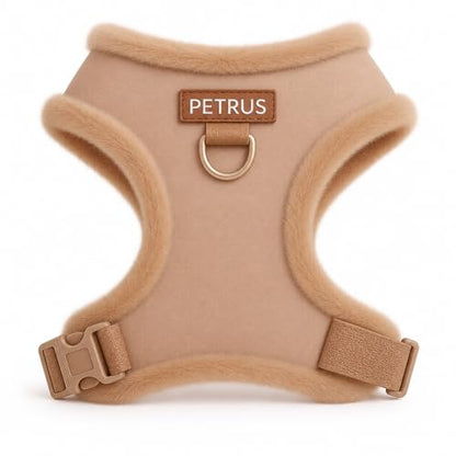 Premium No-Pull Dog Harness Soft Neoprene & Breathable Mesh Vest with Front & Back Clip D-Rings Adjustable Lightweight Walking Harness for Puppies, Small & Medium Dogs (Beige Fur Trim, M) - color: Beige Fur Trim, size: M: Neck=15.4-20.1''/Chest=18.1-24.4'