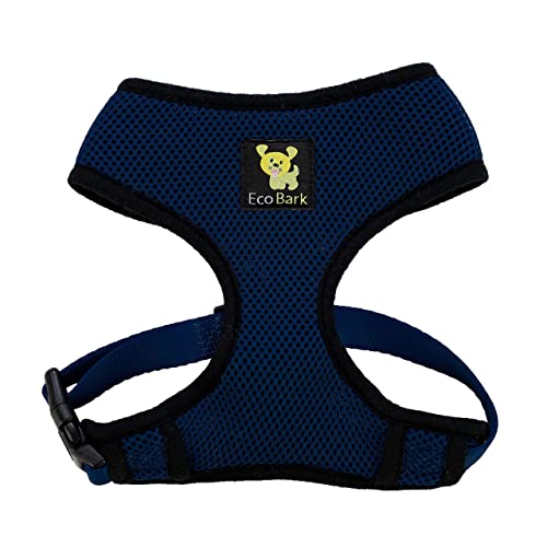 EcoBark Dog Harness - Eco-Friendly Max Comfort Harnesses - Luxurious Soft Mesh Halter - Over The Head Harness Vest- No Pull and No Choke for Small and Medium Dogs (Med, Navy) - color: Cobalt Dark Blue