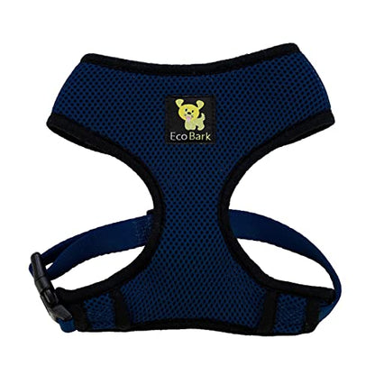 EcoBark Dog Harness - Eco-Friendly Max Comfort Harnesses - Luxurious Soft Mesh Halter - Over The Head Harness Vest- No Pull and No Choke for Small and Medium Dogs (Med, Navy) - color: Cobalt Dark Blue