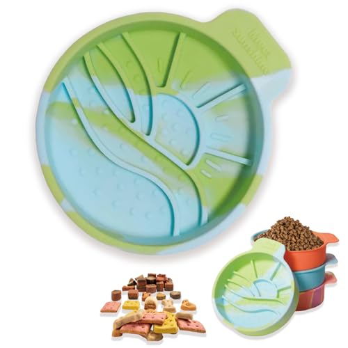 Colorful Round Slow Feeder Bowl for Small Dog & Cat Easy to Clean Silicone Round Shape Cat Bowl (Green) - color: Green