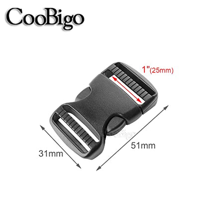 Plastic Buckles Straps Set, 5Pack 1" Side Release Buckle Dual Adjustable, 5 Yards 1" Strap PP Webbing Outdoor Camping Backpack Sleeping Bag Tent Belt Tied Band Accessories (5 Buckle + 5 Yards Webbing) - color: G#: 1" (5 Buckle + 5 Yards Webbing)