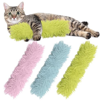 3 Pack Soft and Durable Cat Pillows, Rich Color Catnip Toys - Indoor Interactive Cat Kicker Toys for Cats (Green Set) - color: Green+Blue+Pink